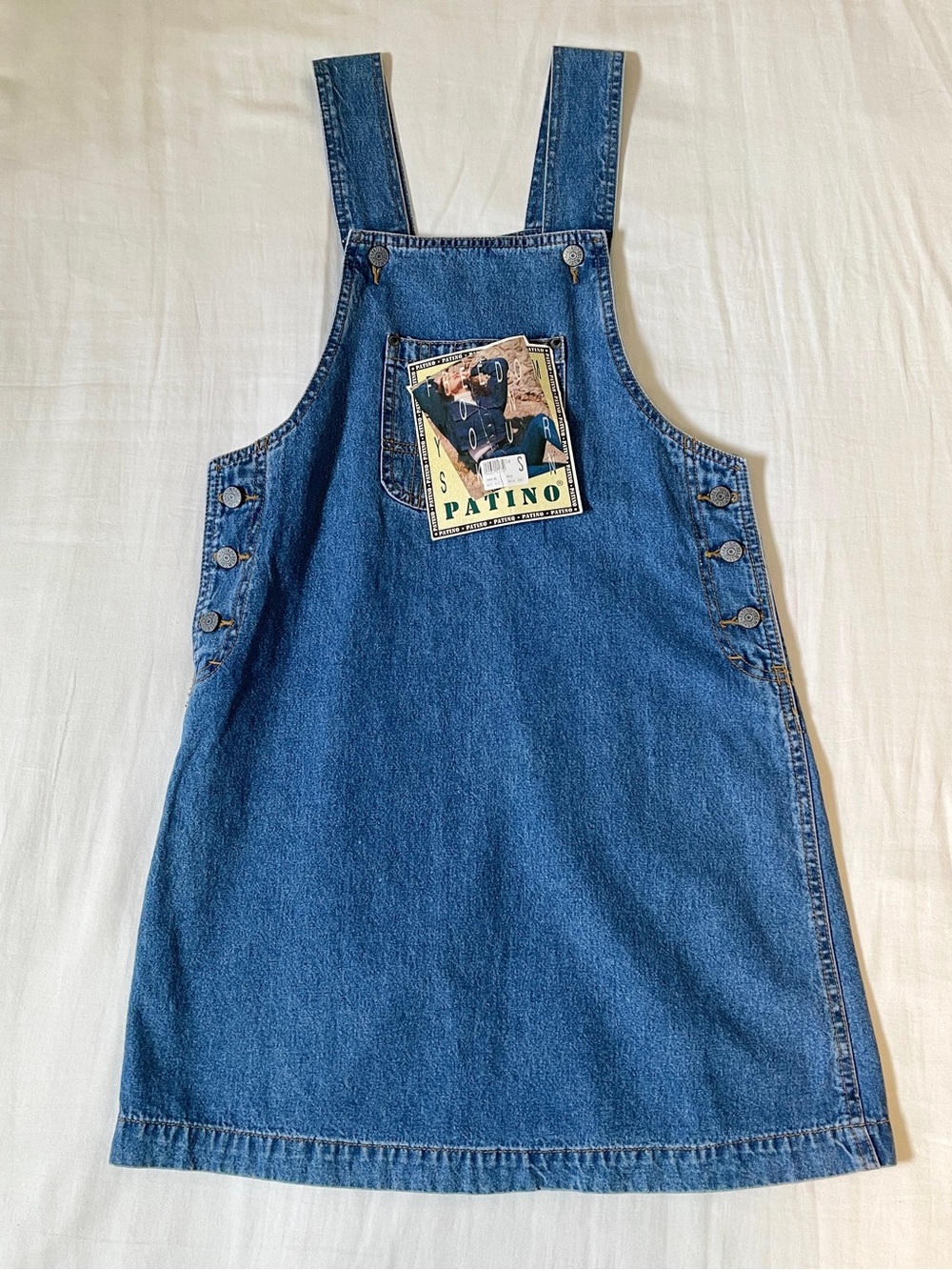 Vintage Deadstock Blue Denim Pinafore Overall Dress